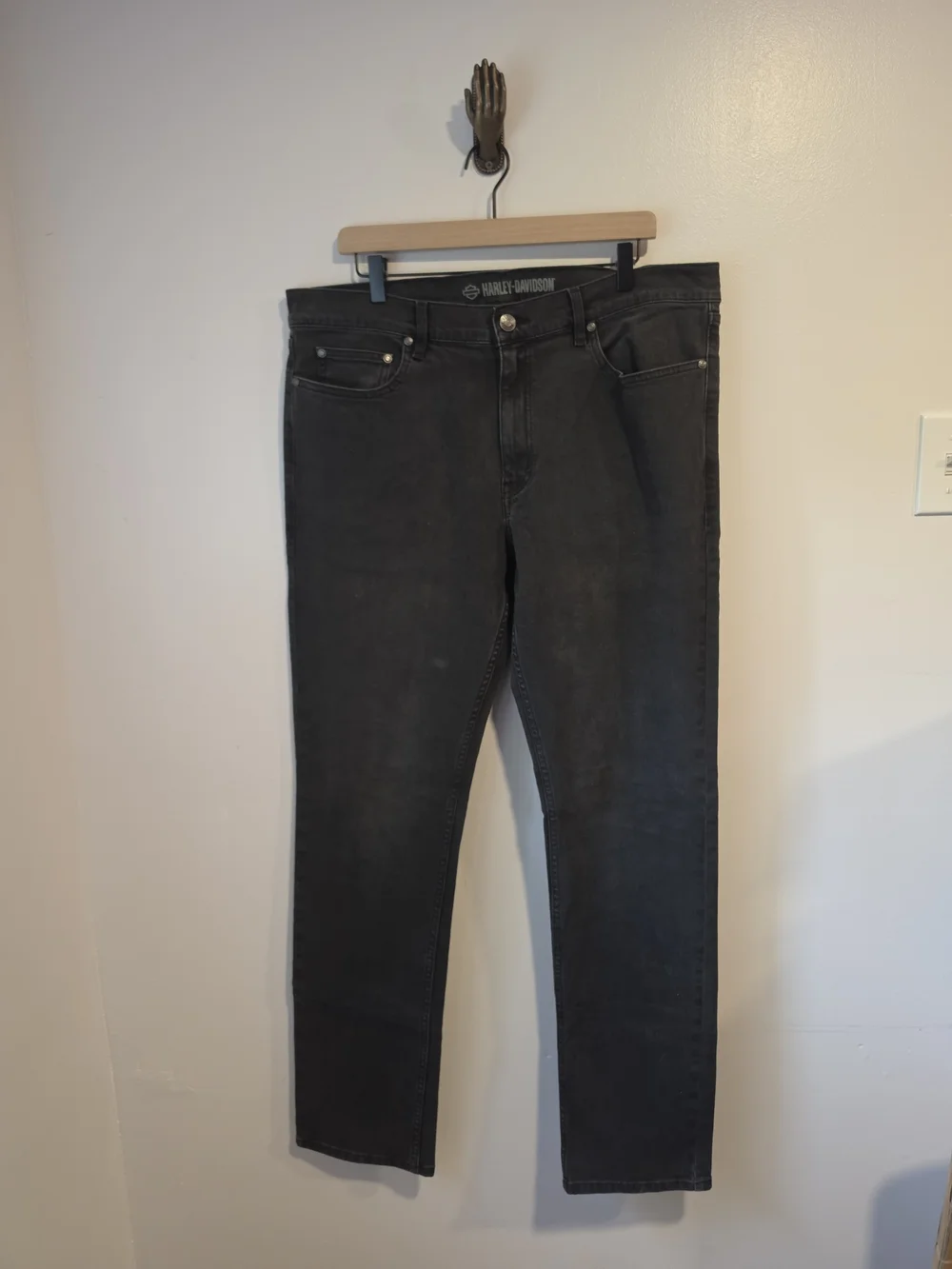 Harley-Davidson Men’s Black Slim Fit Tapered Straight Leg Jeans Size 36x34